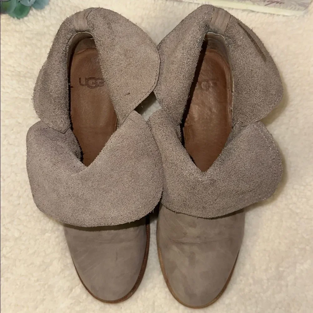 UGG 7.5 Elora Sahara Suede Ankle Block Heel Boots